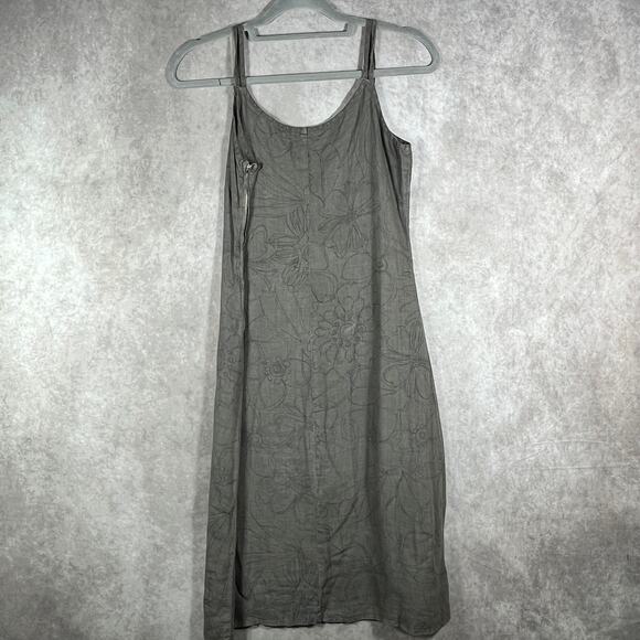 La Fée Maraboutée Roanne Dress Womens S Gray Floral Linen Sleeveless Vacation - Picture 5 of 11